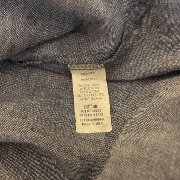 Chalet Womens Tunic Top Size L Blue Linen Boxy Lagenlook Bohemian Minimalist USA - Picture 7 of 11